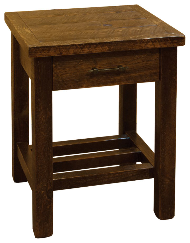 Log Cabin Night Stand Amish Made Solid Pine End Tables 25 inch Lodge Cabin