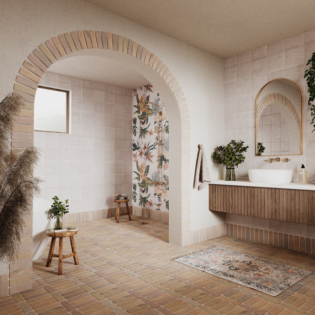 Seventies Organic bathroom Tropical Bathroom Other by The Baked