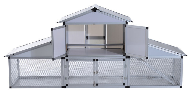 Pawhut 101 Metal En Coop With Nesting Box And Outdoor Run Pawhut 101 Metal En Coop With Nesting Box And Outdoor Run