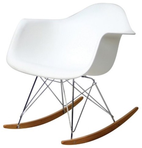Molded Plastic Rocking Chair In White