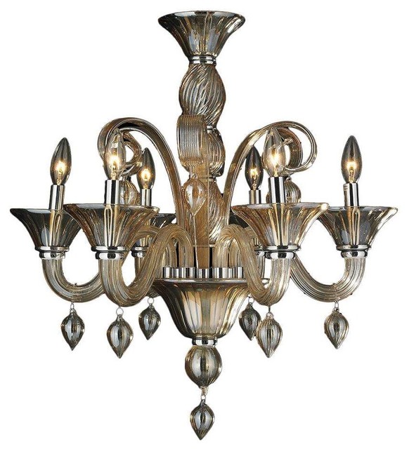 Venetian Design murano venetian style 6 light blown glass in amber finish Venetian Design murano venetian style 6 light blown glass in amber finish