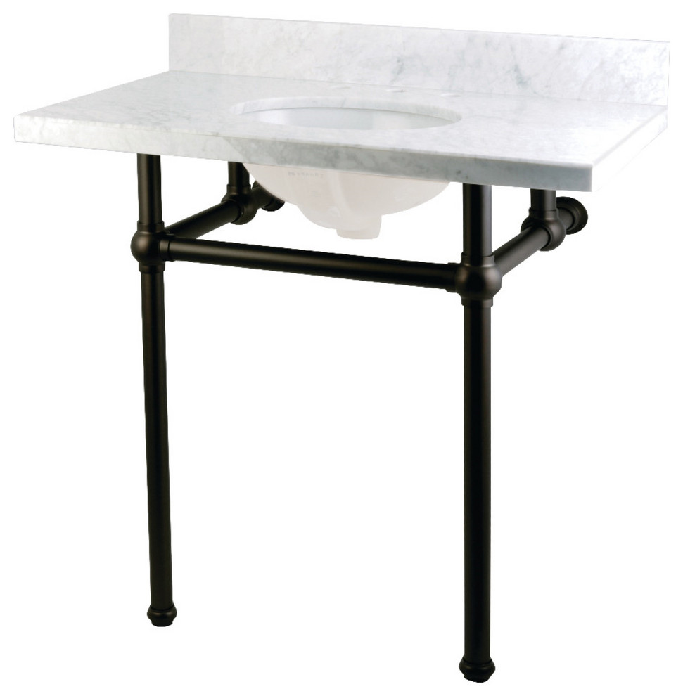 KVPB36MB0 36X22 Carrara Vanity Top,Brass Feet Combo, Carrara Marble