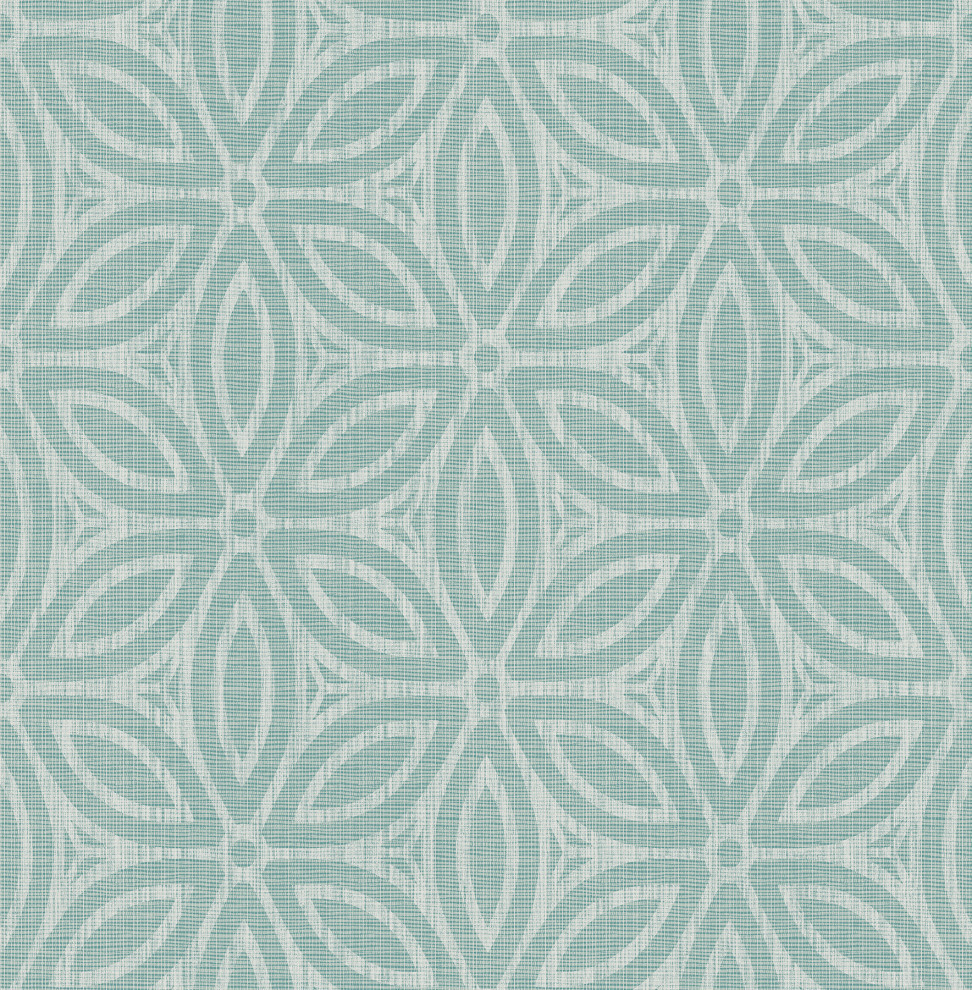 Turquoise Hepatica Petal Peel and Stick String Wallpaper, Green, Bolt