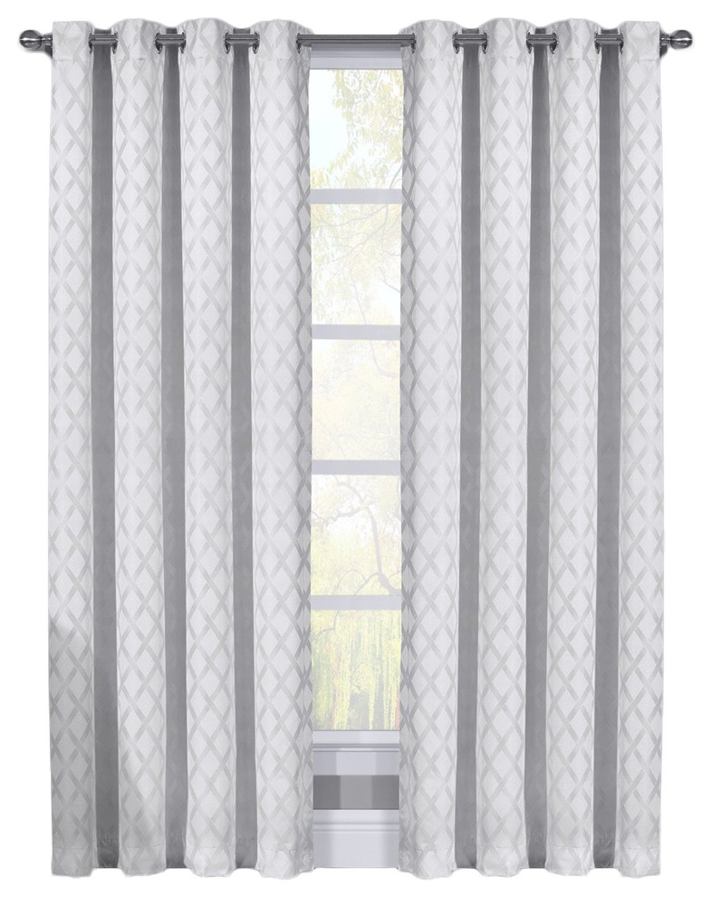 Rosaline Triple Pass Blackout Curtains, 2PC, White, 108"x63", Set of 2