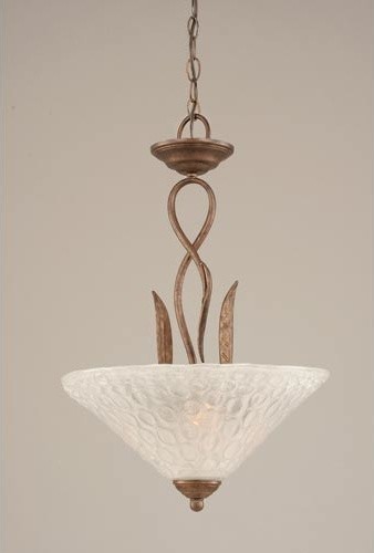 Leaf Bronze Three-Light Pendant with 16-Inch Italian Bubble Glass Shade