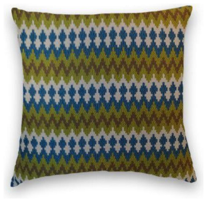 Green Blue Brown Chevron Throw, - Traditional - Decorative Pillows - by Cody & Cooper Designs