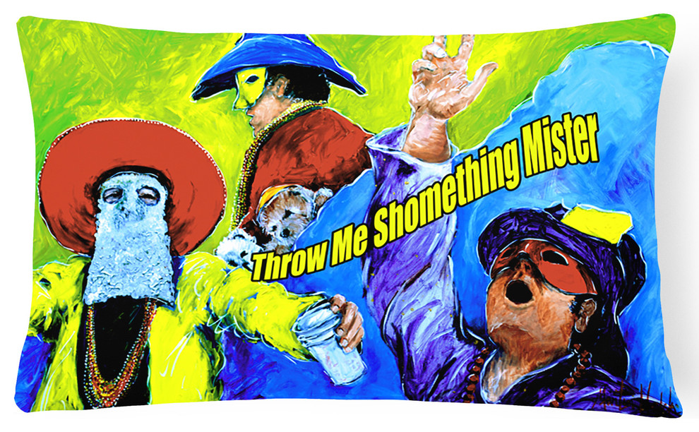 Mardi Gras Throw Me Something Mister Canvas Fabric Decorative Pillow