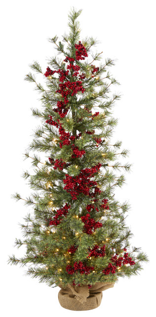 4' Berry and Pine Artificial Christmas Tree with 100 Warm White Lights