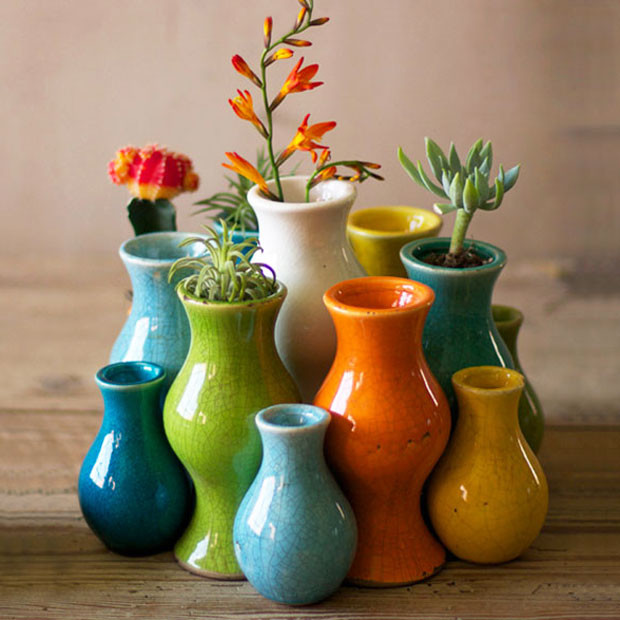 Fiestita Ceramic Bud Vases - Set of 13