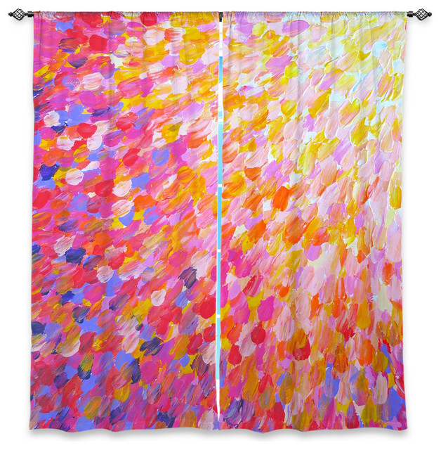 Splash Out Pink Window Curtains, 80"x82", Lined
