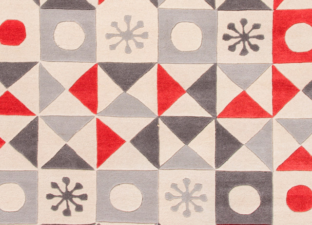 Youth Tribal Wool Playful By Petit Collage Area Rug, Whitecap Gray, 8'x10'