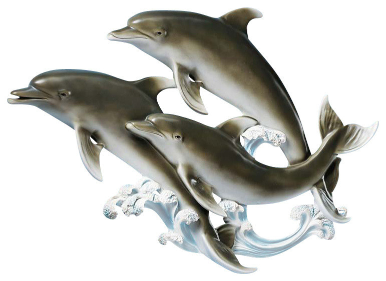 Good Seas Dolphin Wall Sculpture Beach Style Wall Accents by