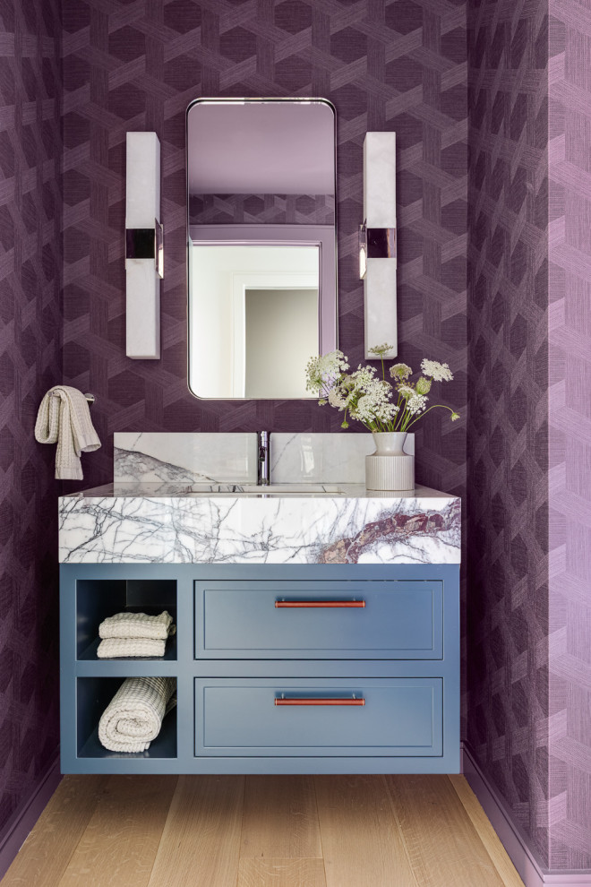 Inspiration for a contemporary powder room remodel in Boston