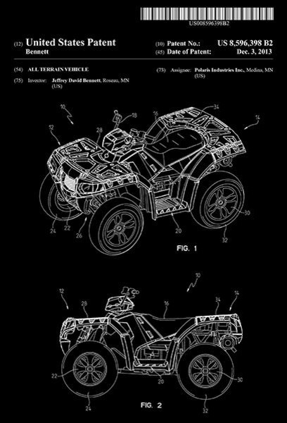 Download 2013, Polaris Atv, All Terrain Vehicle, J. D. Bennett, Patent Art Poster - Contemporary - Prints ...