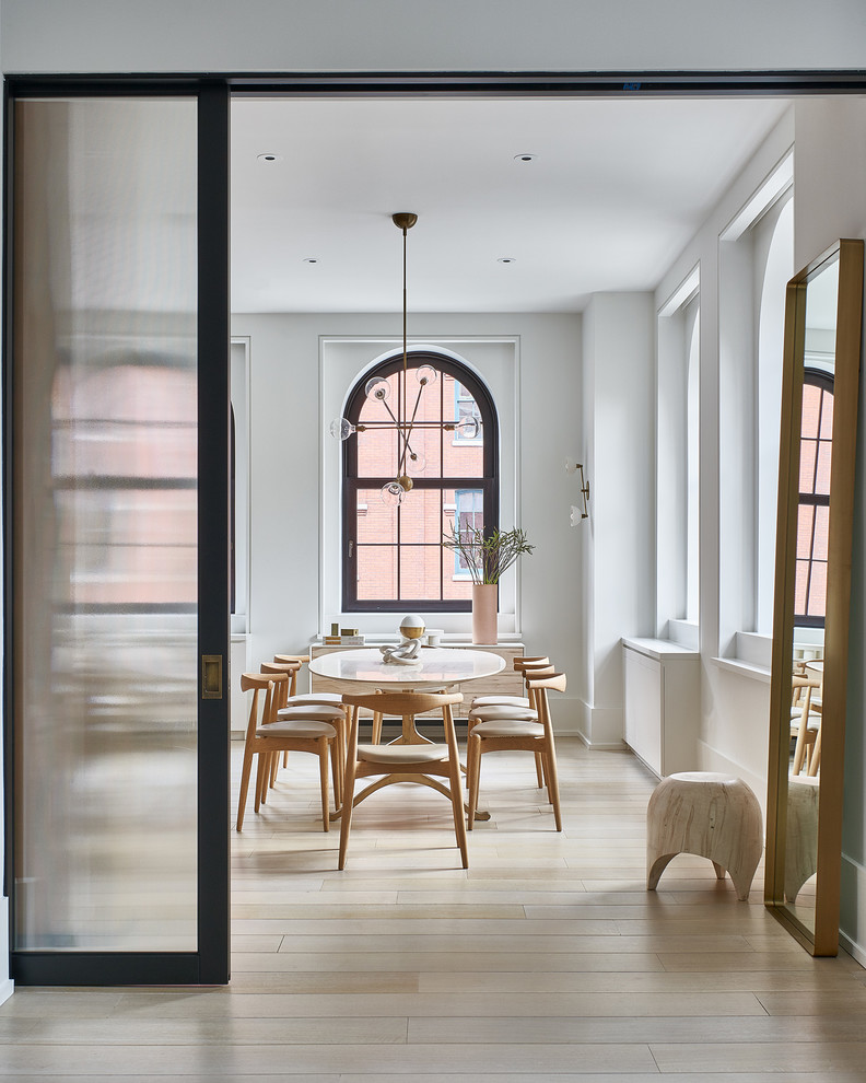 Inspiration for a scandinavian dining room in New York.