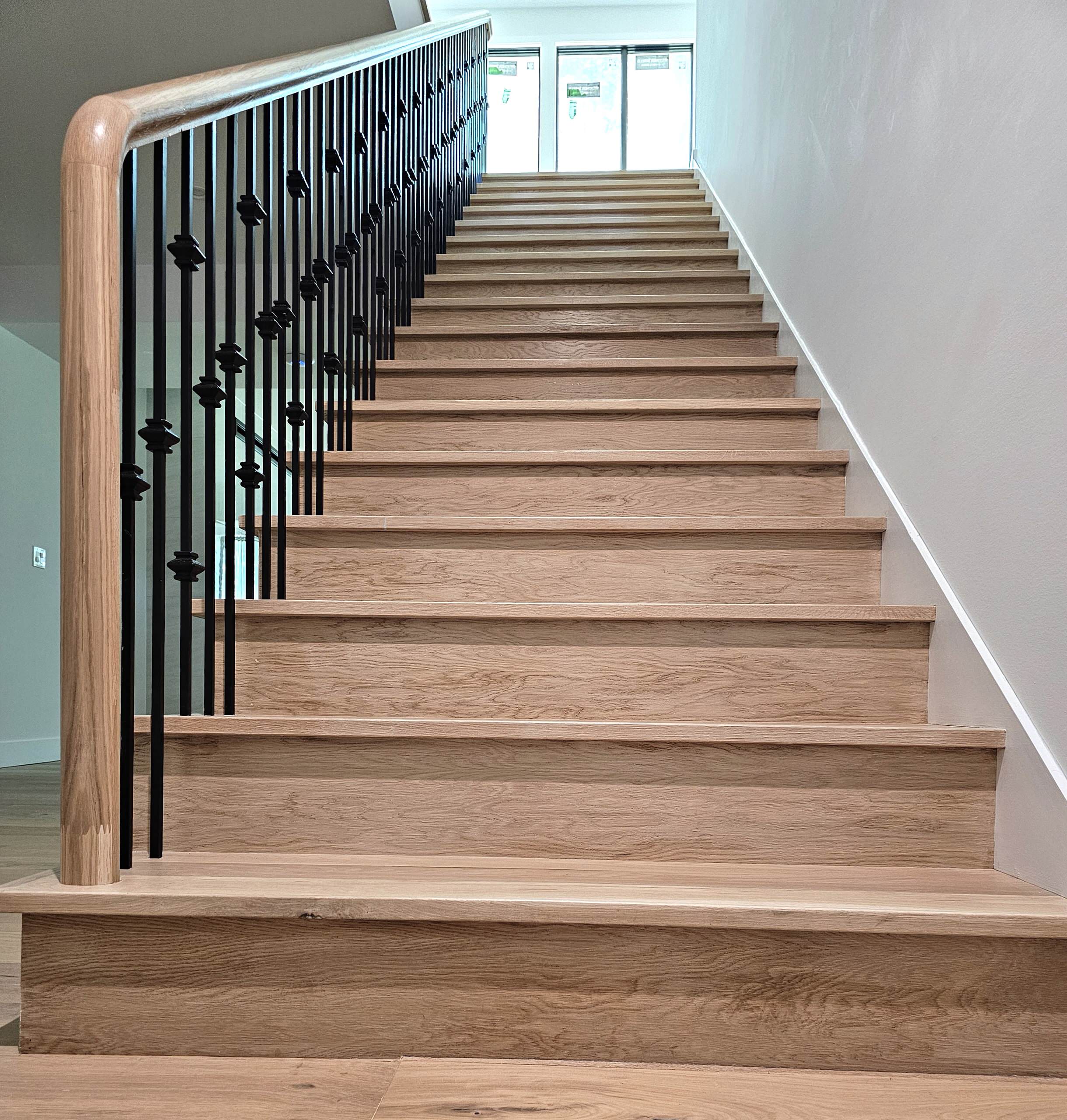 120_Luxurious White Oak Stair with Iron Balusters, Great Falls, 22066