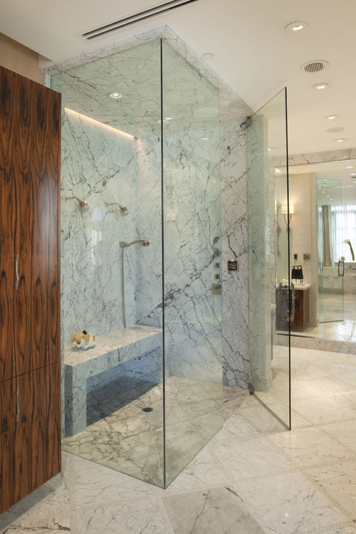 Can you use onyx, marble or granite in a steam shower 