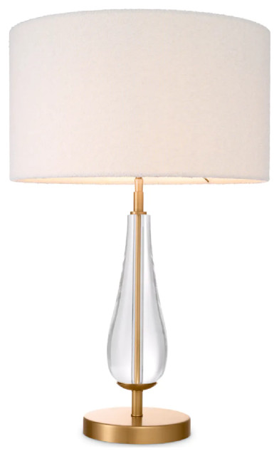 White Bouclé Shade Table Lamp, Eichholtz Stilla