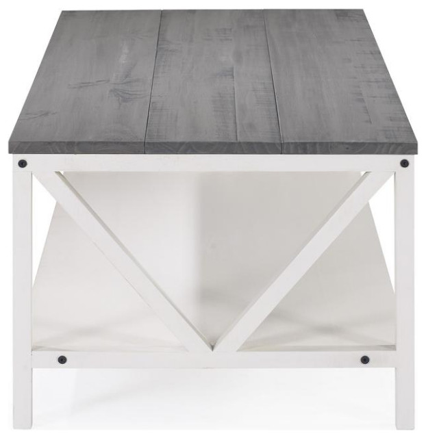 Farmhouse Style Two-Tone Coffee Table - Grey/White Wash, Belen Kox ...