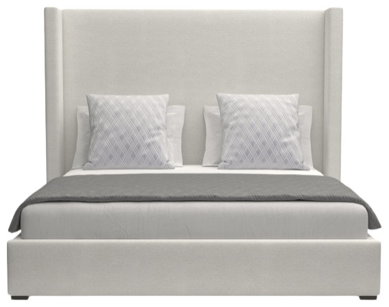 Nativa Interiors Aylet Plain Bed, Off White, Queen, Medium Headboard