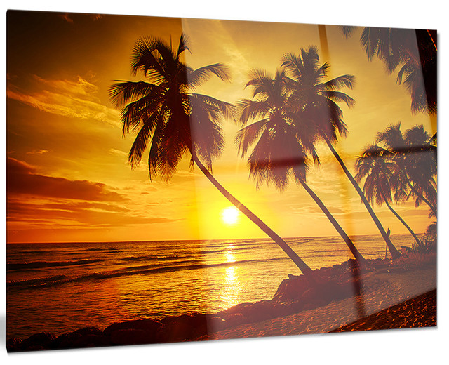 "Beach Sunset in Island Barbados" Metal Wall Art Beach Style Metal