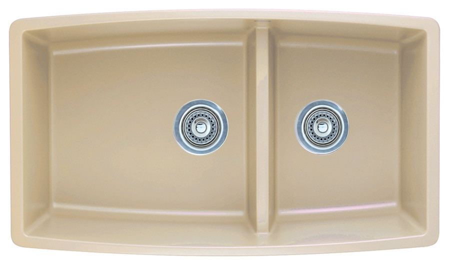 Blanco 441309 19 X33 Granite Double Undermount Kitchen Sink Contemporary Kitchen Sinks By Transolid