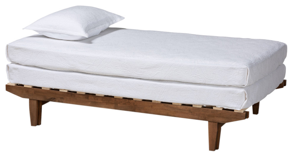 Vaughan Walnut Wood Expandable Twin to King Size Bed Transitional