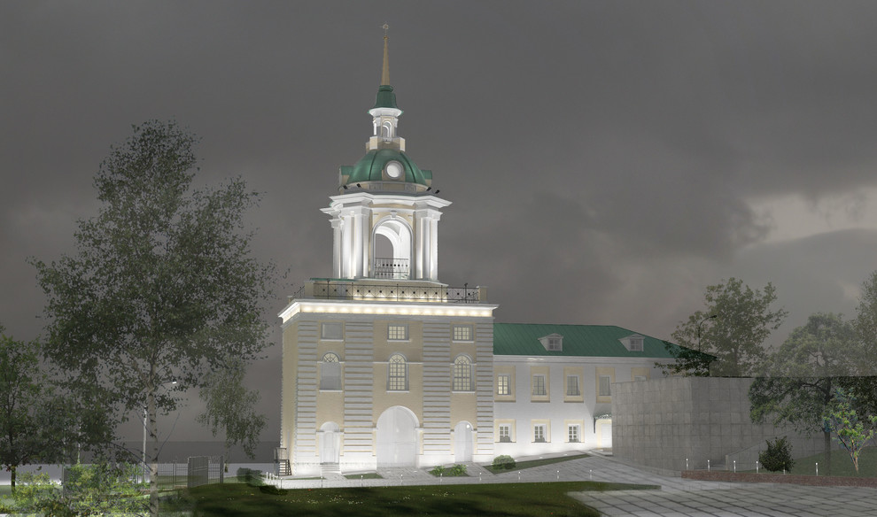 Приспособление колокольни Знаменского монастыря. Подсветка фасадов.