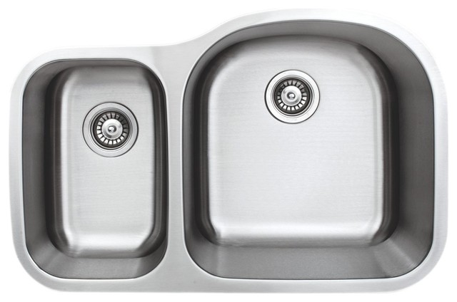 Wells Sinkware 32 Double Bowl Kitchen Sink Large D Shaped Bowl On The Right