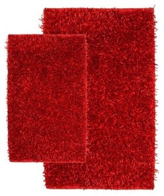 2 Piece Barbados Shag Accent Rug Set - 21L x 34W in. &amp; 27L x 42W in. - Red