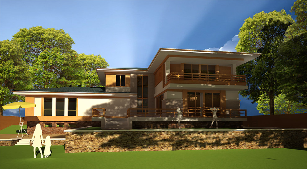 Загородный жилой дом в стиле Райт