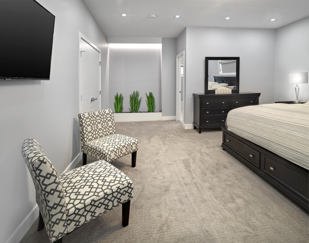 Transitional home design photo in Edmonton