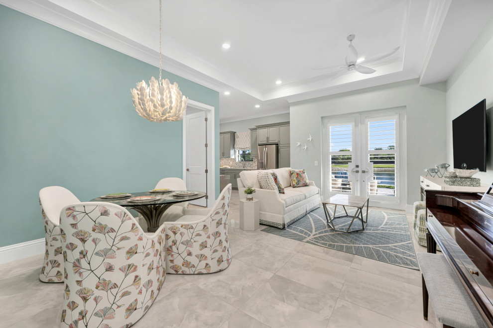 Example of a transitional dining room design in Miami