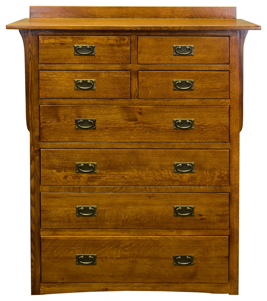 Crafters and Weavers Mission Solid Oak 8 Drawer Dresser - Michael's Cherry (MC-A