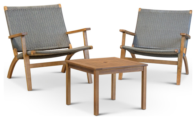 3 Pc Eucalyptus Wood Resin Wicker Conversation Set Tropical Outdoor Lounge Sets By Gerson Company Houzz 3 Pc Eucalyptus Wood Resin Wicker, Eucalyptus Outdoor Furniture
