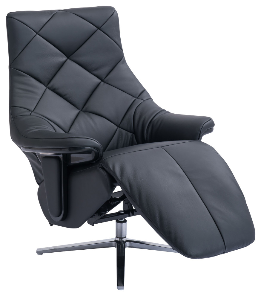 Darwin Modern Leather Cordless Powered Recliner with Diamond Back