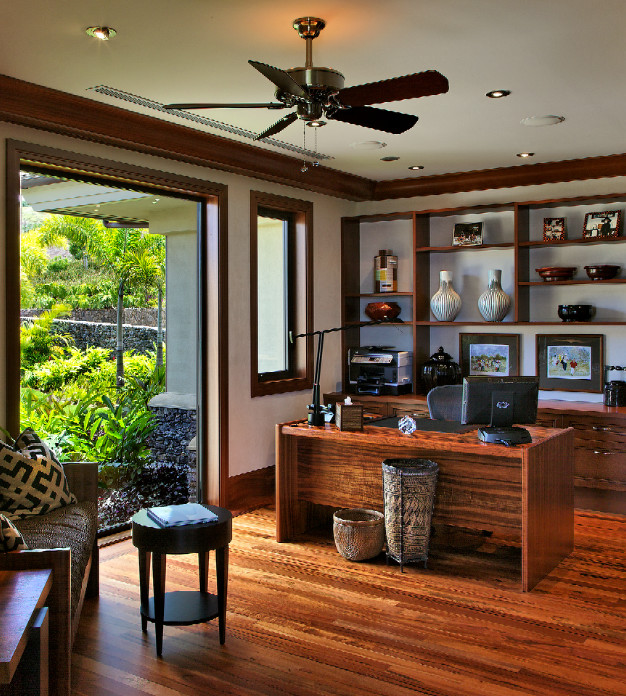 Large tropical home office in Hawaii.