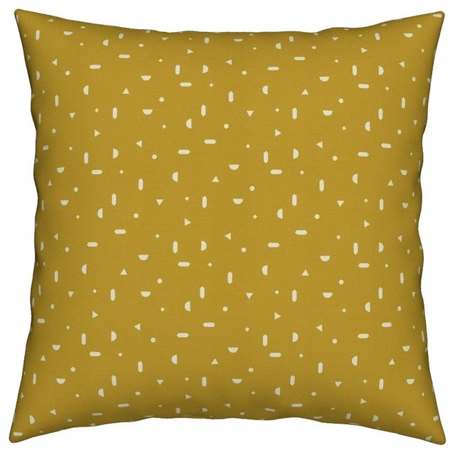 Geo Geometric Abstract Triangle Circle Mustard Throw Pillow