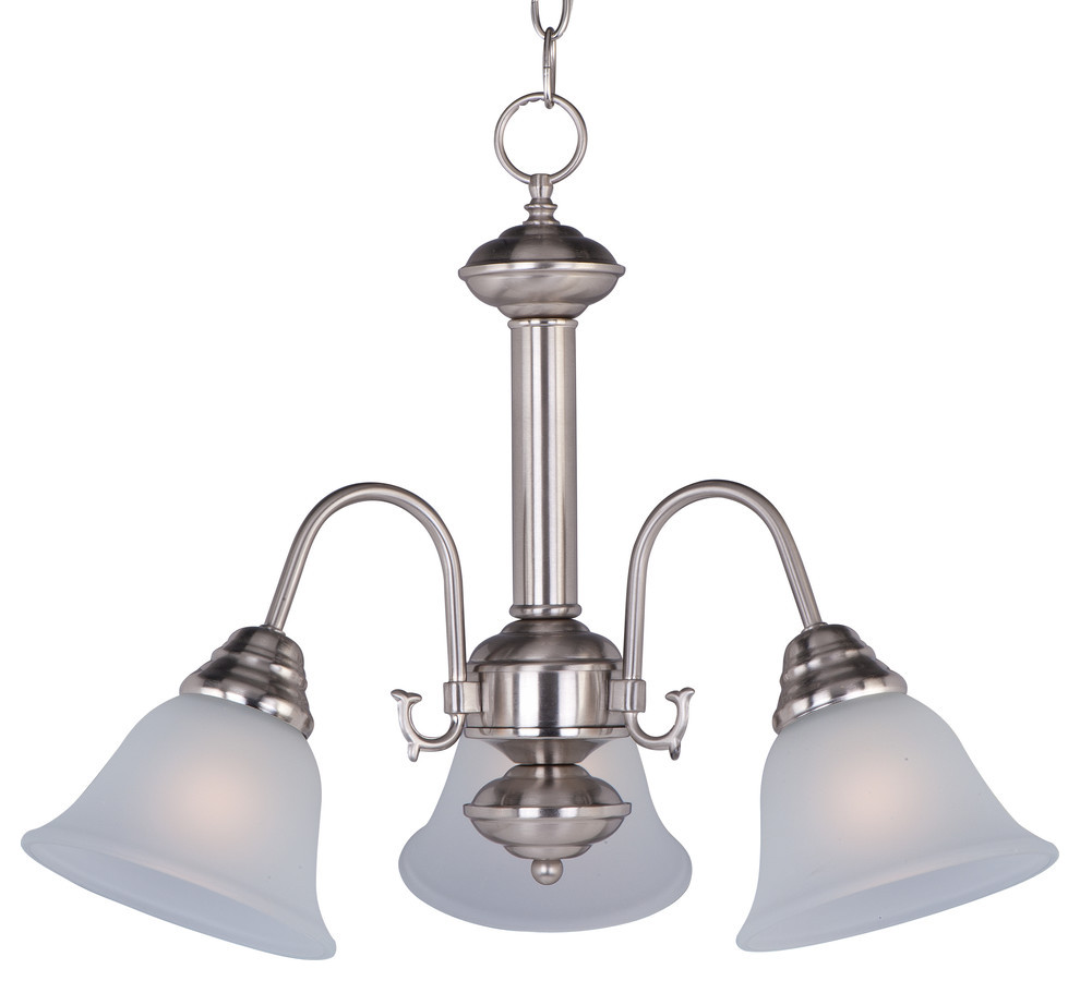 Malaga 3-Light Chandelier, Satin Nickel, Frosted