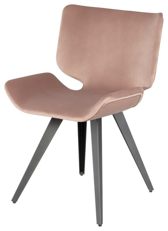 Astra Dining Chair, Blush Velour/Titanium Legs