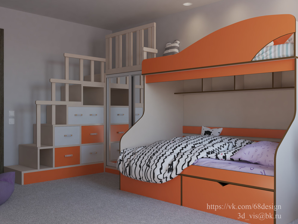 Дизайн и визуализация детской для двух девочек