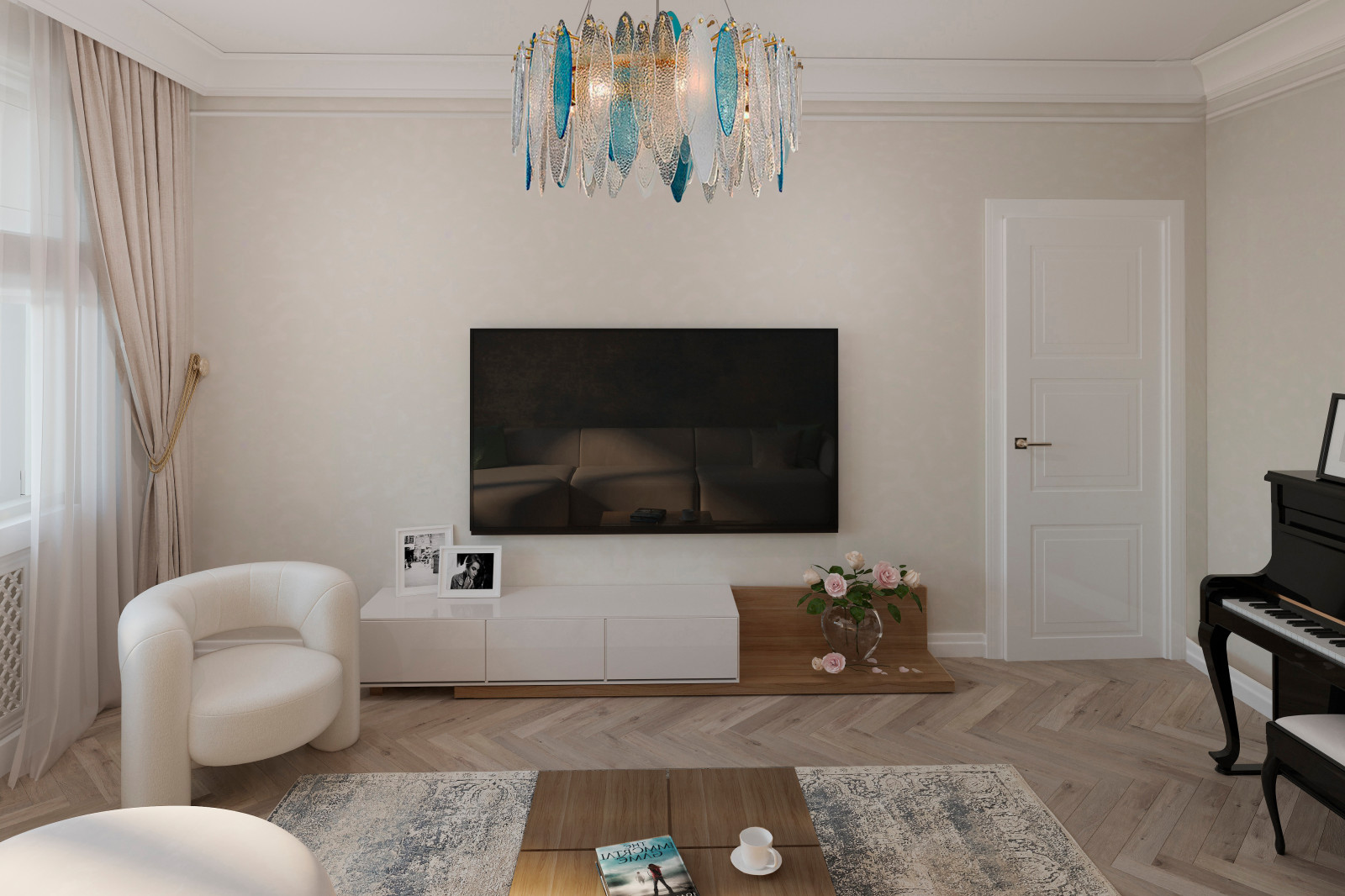 Wohnzimmer in Vierzimmerwochnung, 108gm Berlin.