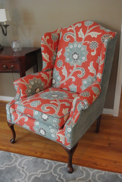 Wingback Chair Makeover Transitional Living Room Detroit