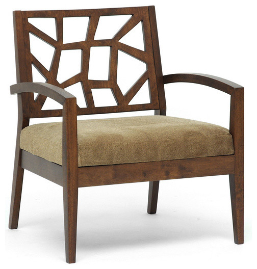 Jennifer Wooden Modern Lounge Chair with Fabric Seat