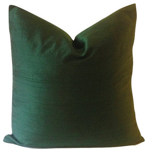 Decorative Silk Dupioni Pillow Cover, Hunter Green, 10x20 - Contemporary - Decorative Pillows ...