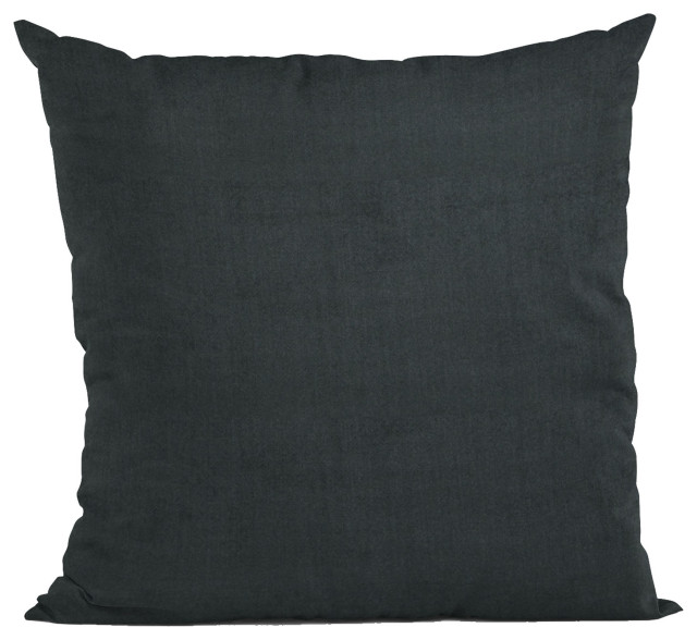 Black Solid Shiny Velvet Luxury Throw Pillow, Double sided 20"x26" Standard