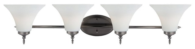 4-Light Wall Bath, Antique Brushed Nickel and White