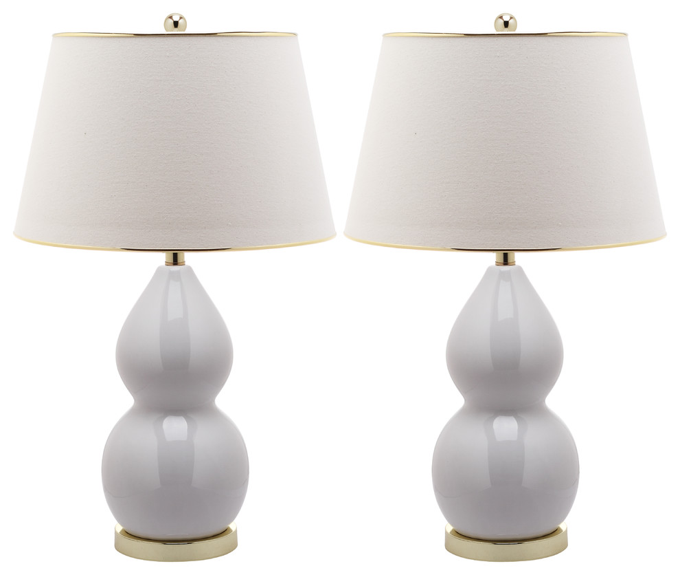 Safavieh Jill Double-Gourd Ceramic Lamps, Set of 2, White