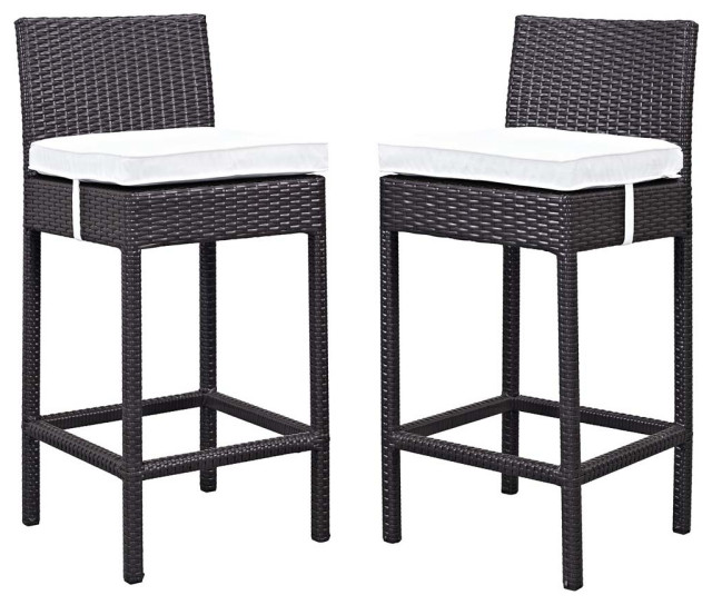White Lift Bar Stool Outdoor Patio Set Of 2 Tropical Outdoor Bar