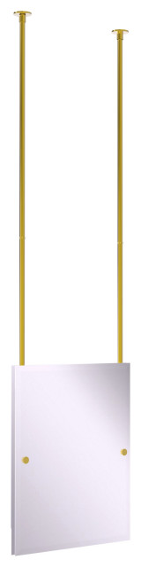 Frameless Rectangle Ceiling Hung Mirror, Polished Brass